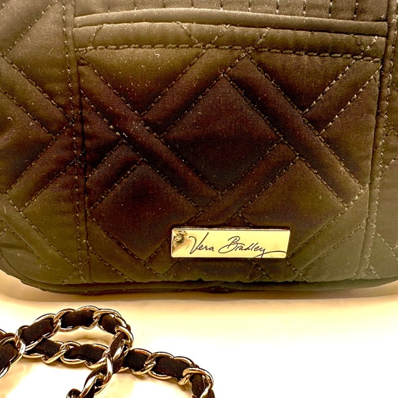 Vera Bradley Quilted Fabric-Black Crossbody w/chain-Excellent Preowned Condition - Picture 4 of 7
